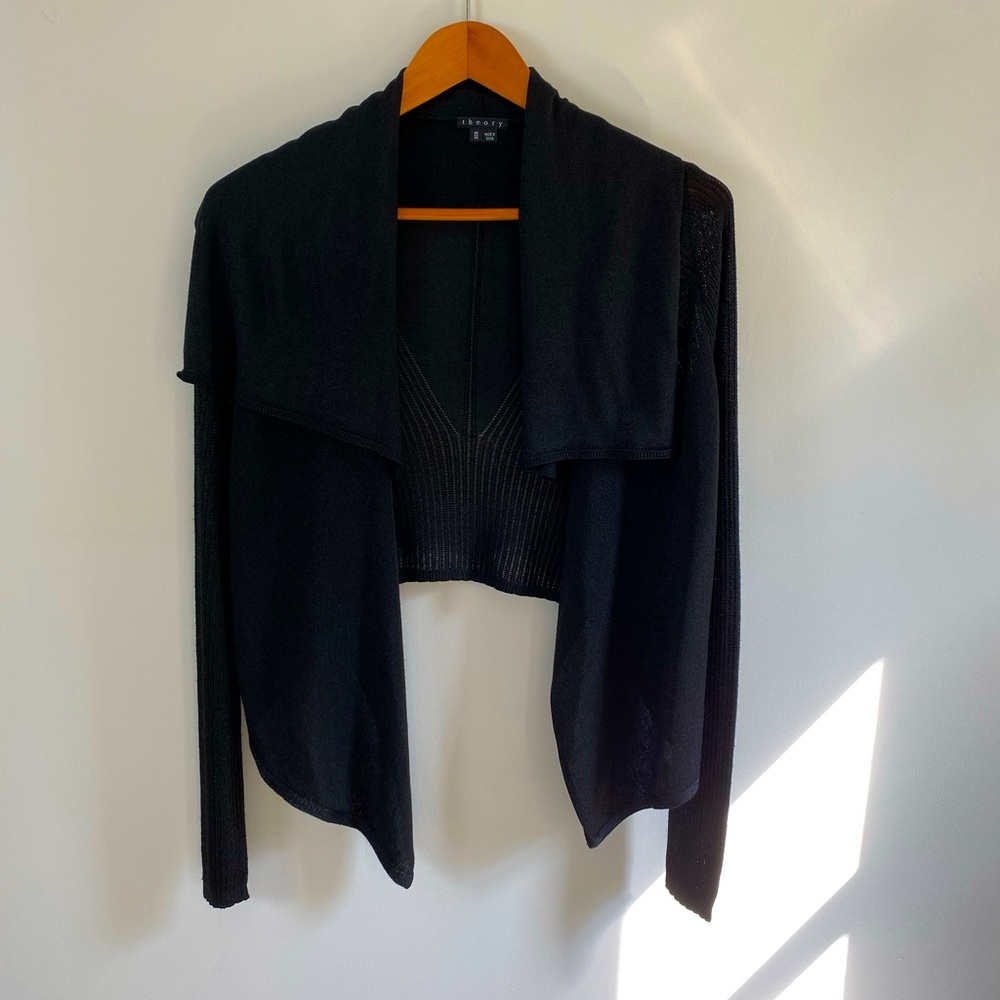 THEORY High End black open cardigan
